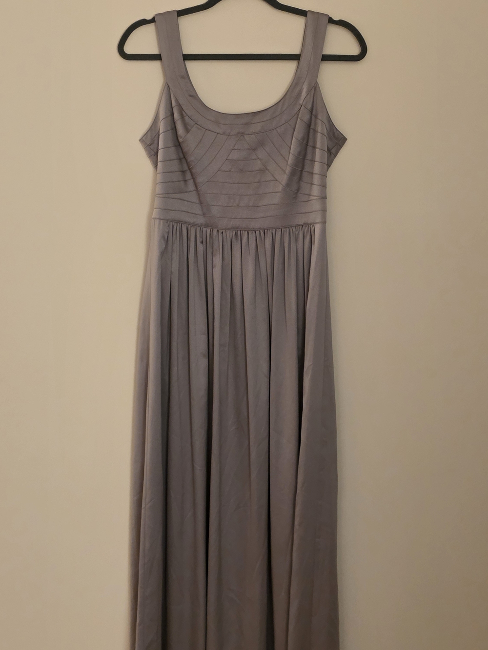 BCBGeneration Taupe Maxi with Pleated Bodice